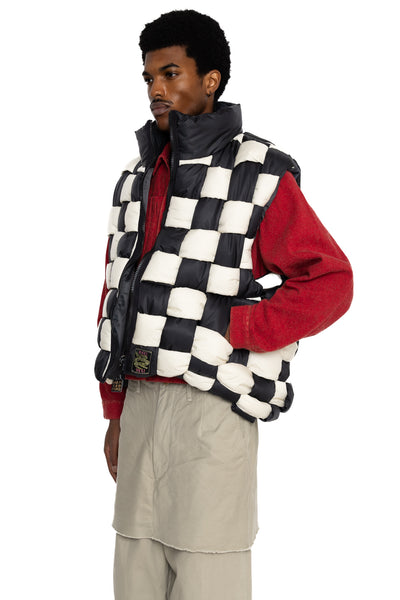 Rip Stop Nylon KEEL WEAVING Vest - Black x White