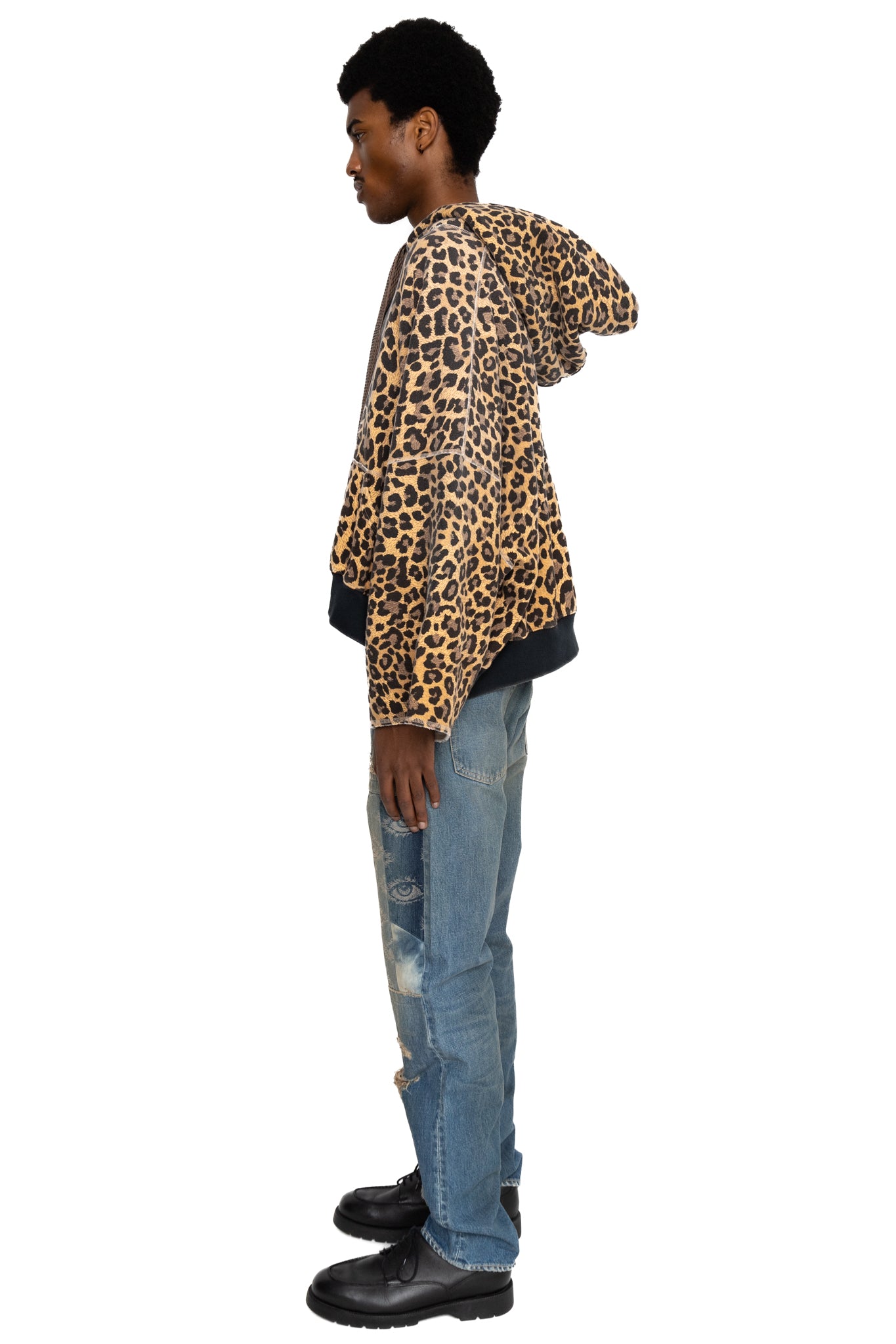 SWT Knit Leopard DEVIL Hoodie - Brown