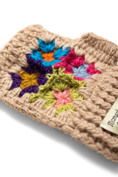 Hand Warmer "4 Flowers" Crochet - Natural