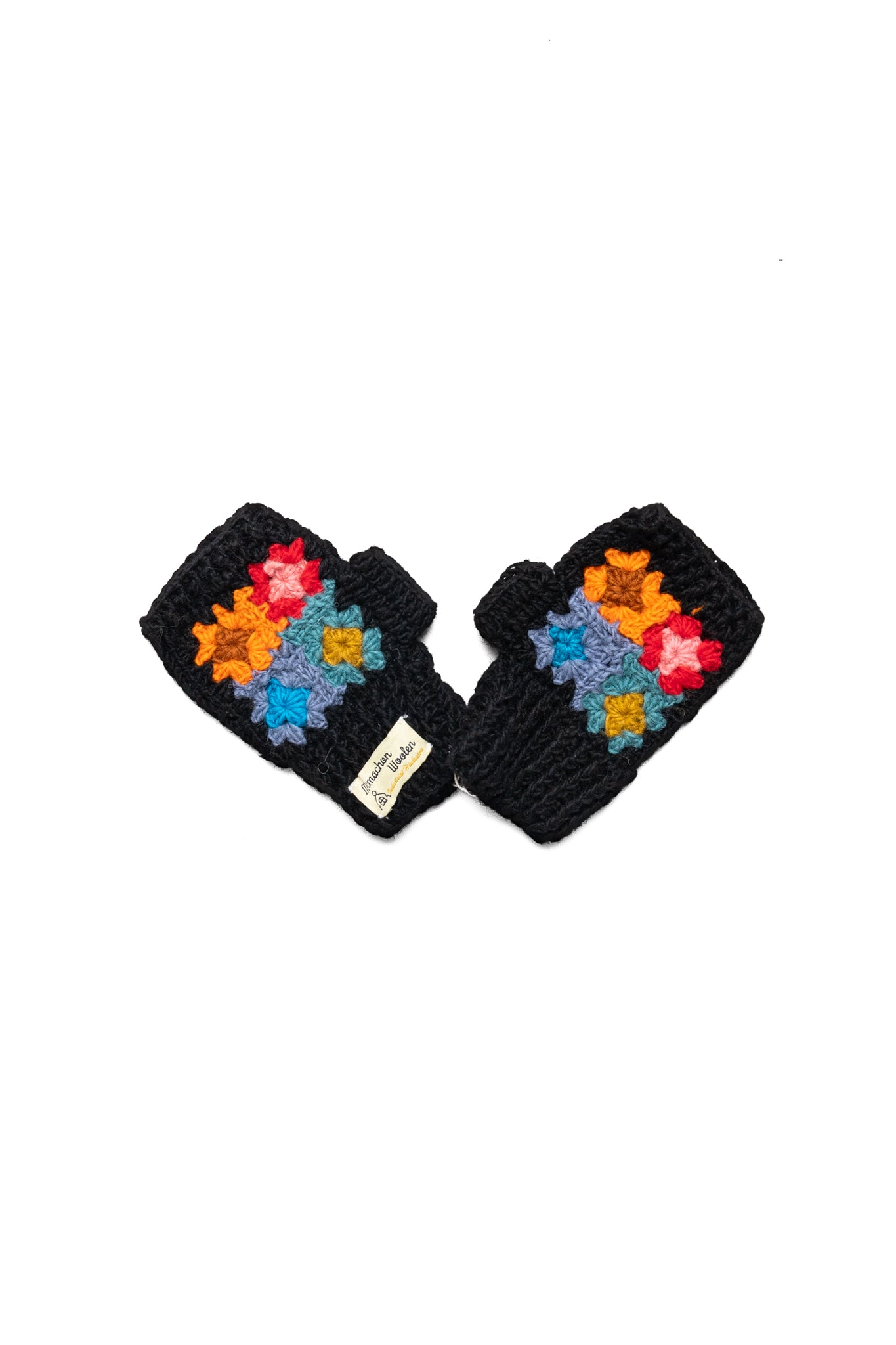 Hand Warmer "4 Flowers" Crochet - Black