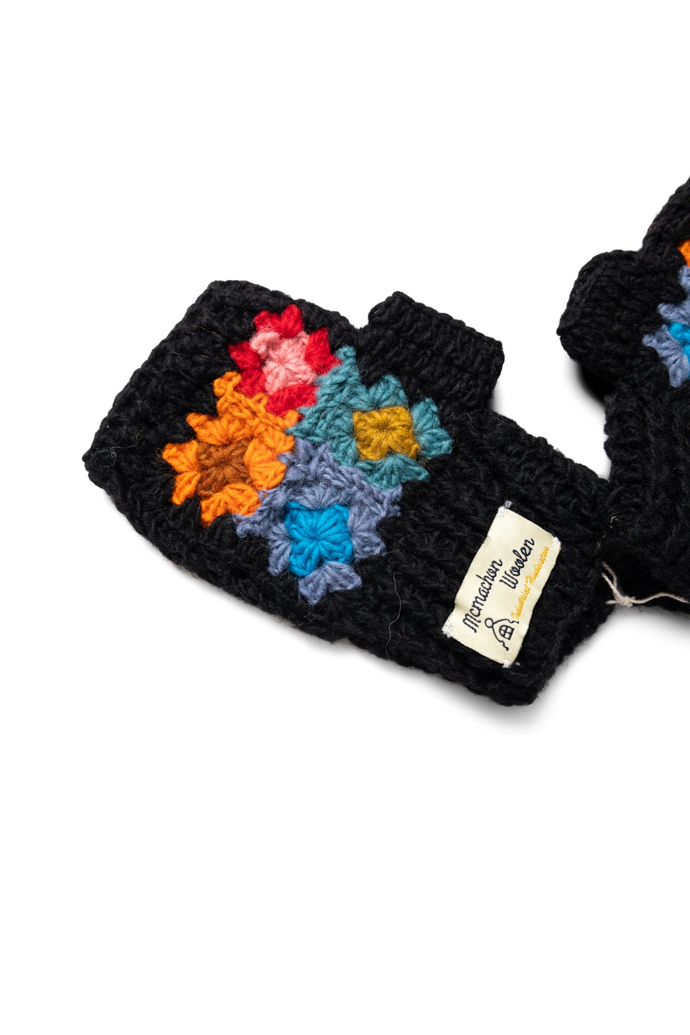 Hand Warmer "4 Flowers" Crochet - Black