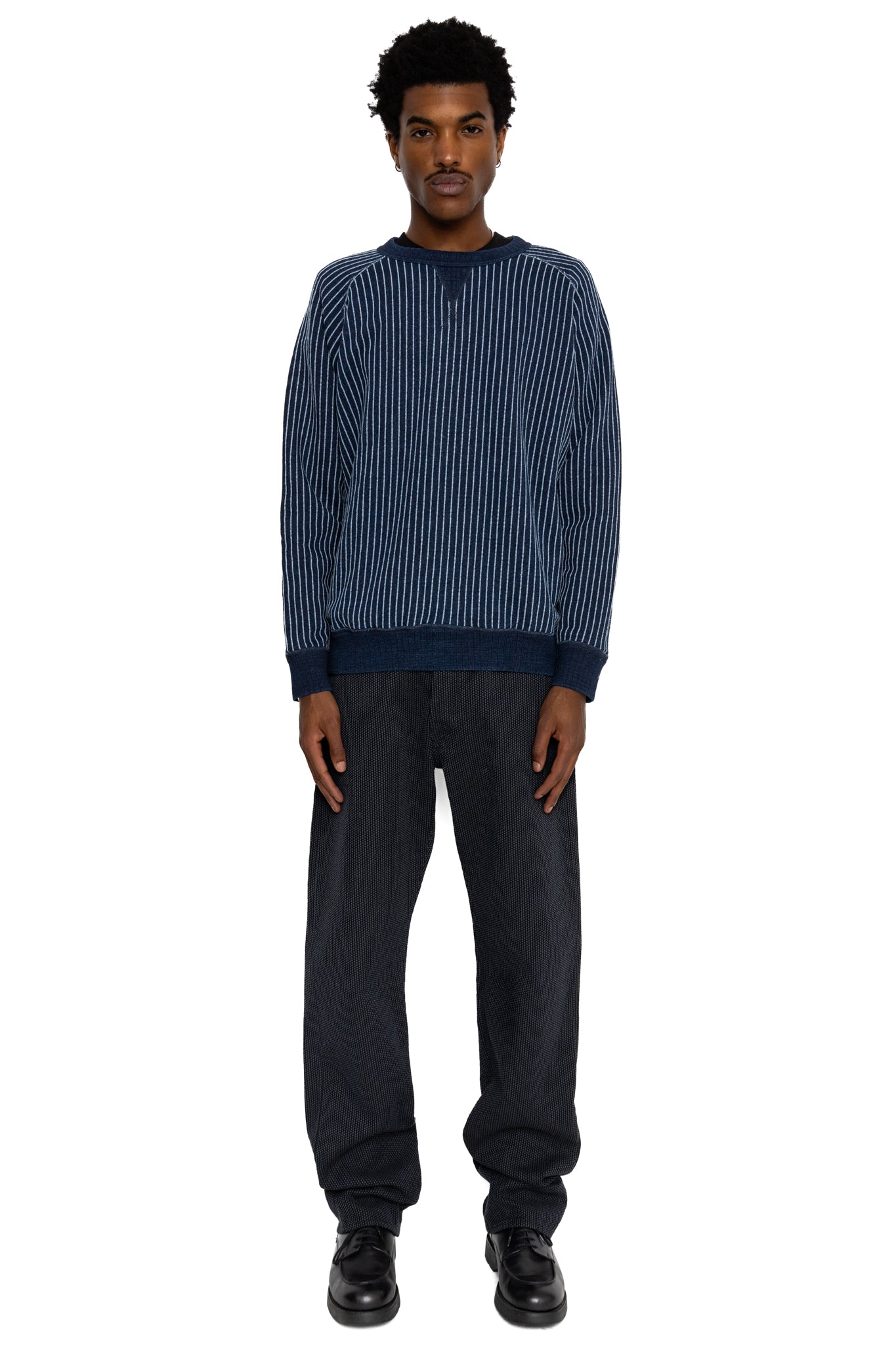 Yarn Dyed Indigo Sweatshirt - Indigo Stripe