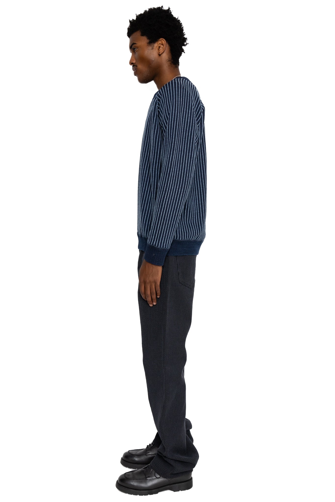 Yarn Dyed Indigo Sweatshirt - Indigo Stripe