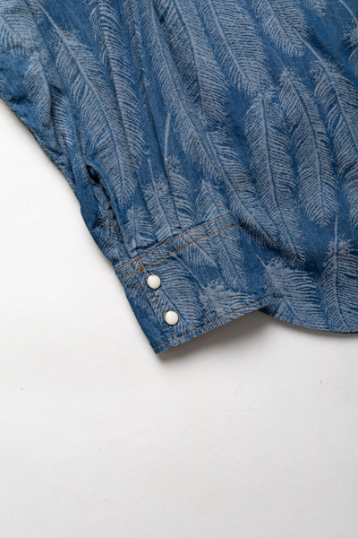 5oz MAGPIE Denim HUSKY Western Shirt - Light Indigo