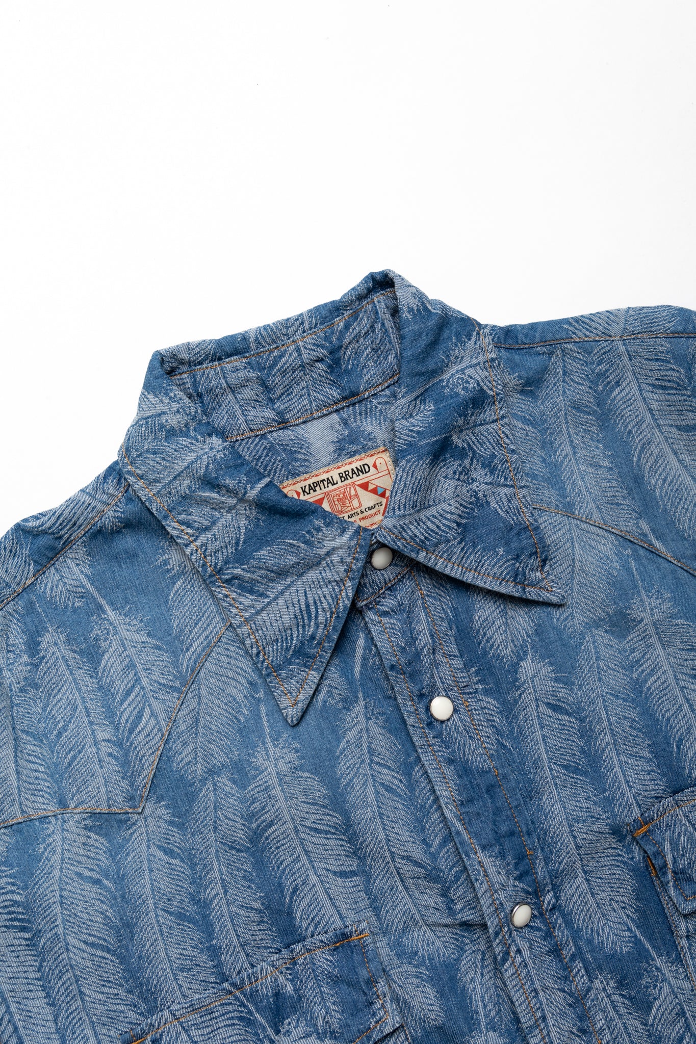 5oz MAGPIE Denim HUSKY Western Shirt - Light Indigo