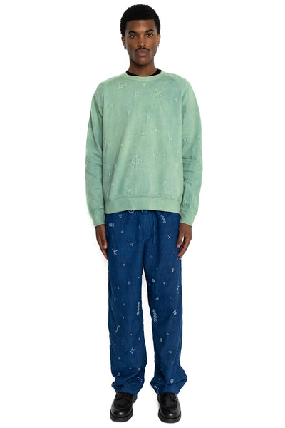 Speckled All Over BANDHANI Organic Cotton Sweatshirt - Aqua Blue