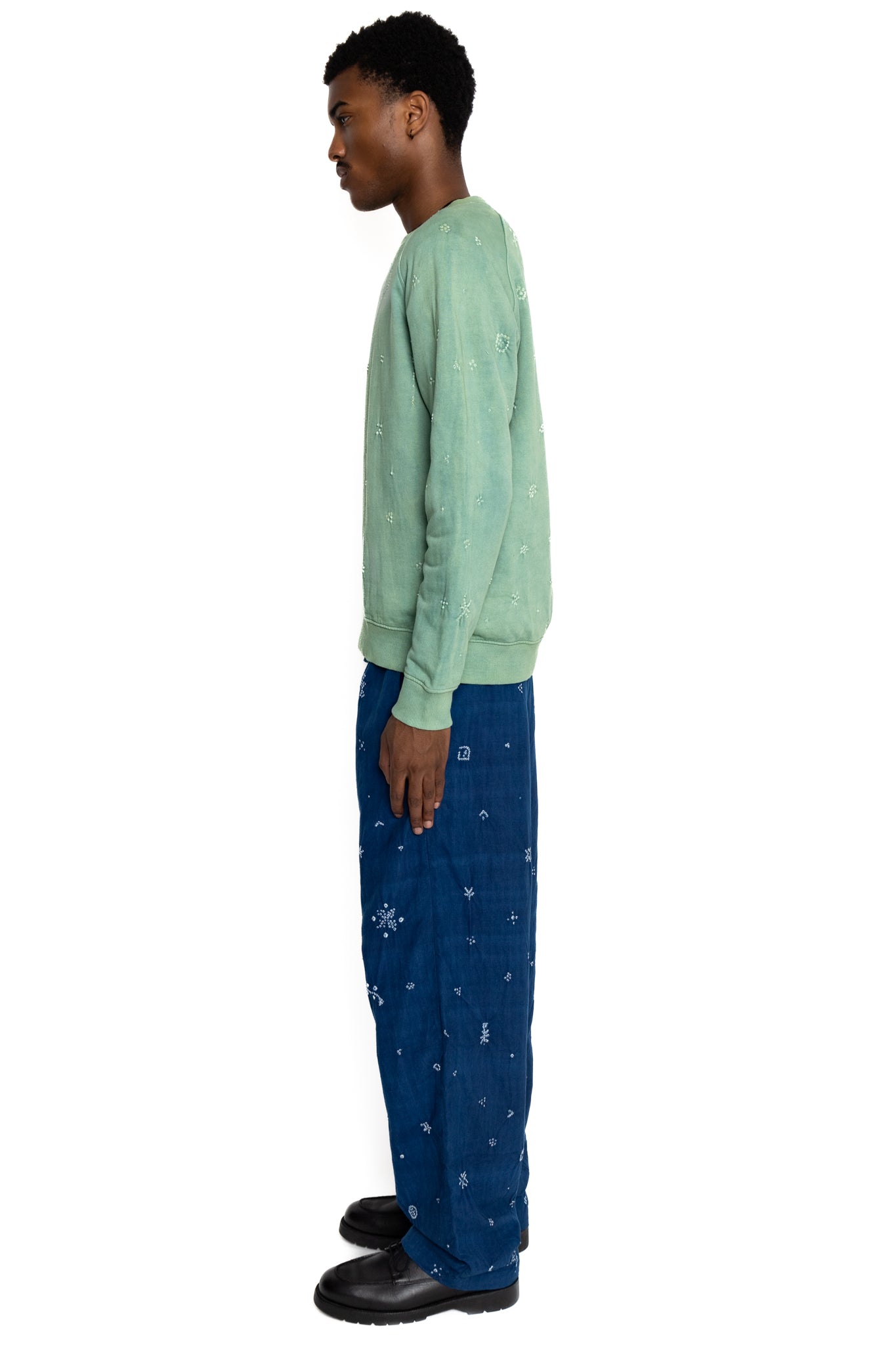 Speckled All Over BANDHANI Organic Cotton Sweatshirt - Aqua Blue