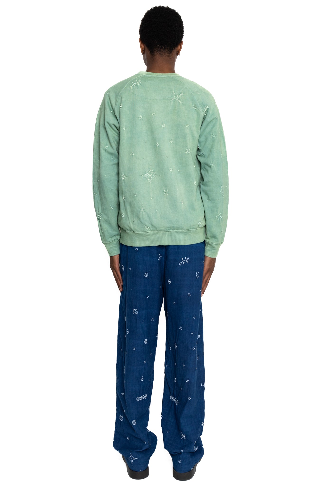 Speckled All Over BANDHANI Organic Cotton Sweatshirt - Aqua Blue