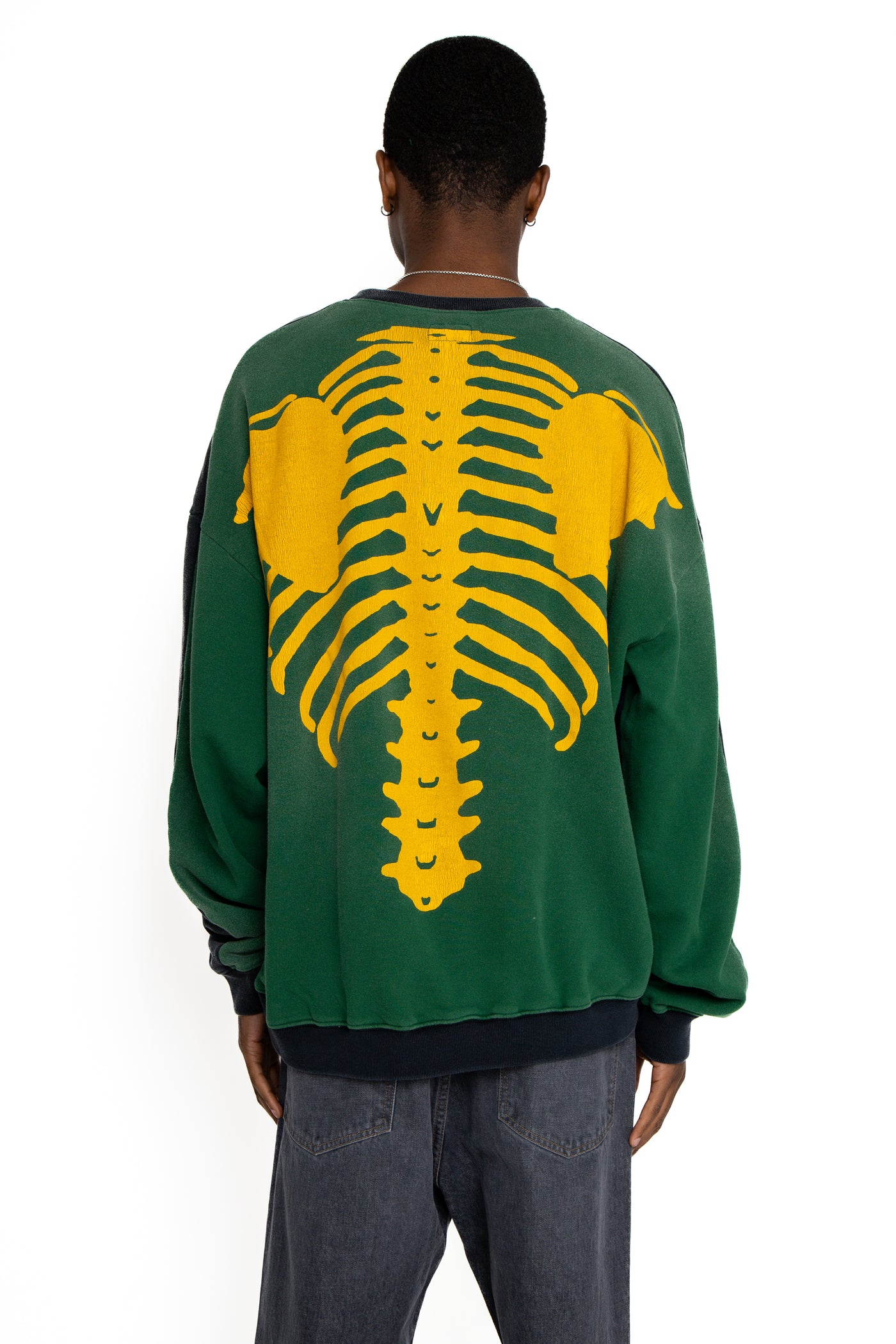 Fleece Knit 2TONES Remake BIG SWT (BONE) - Black x Green