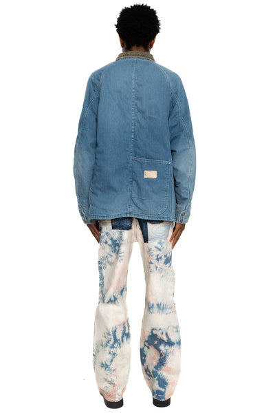 14oz Denim Tie-Dye Baggy Flare Pants (CRAZY DIXIE Remake) - Indigo x Pink