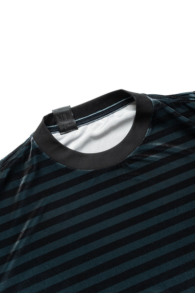 Crewneck Long Sleeve Velvet - Black Stripe