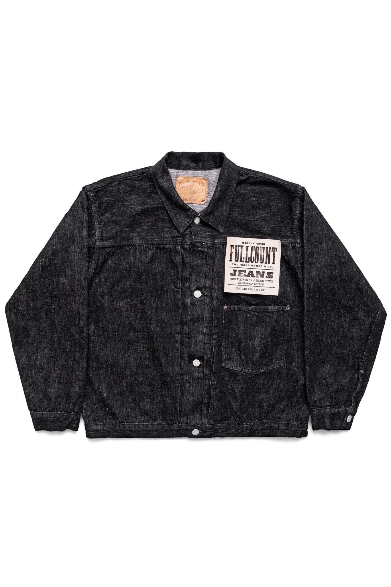 S2107BKSS-BIG 11.5oz Black WWll Type 1 Denim Jacket (Super Smooth) - Fullcount x BiG Collaboration