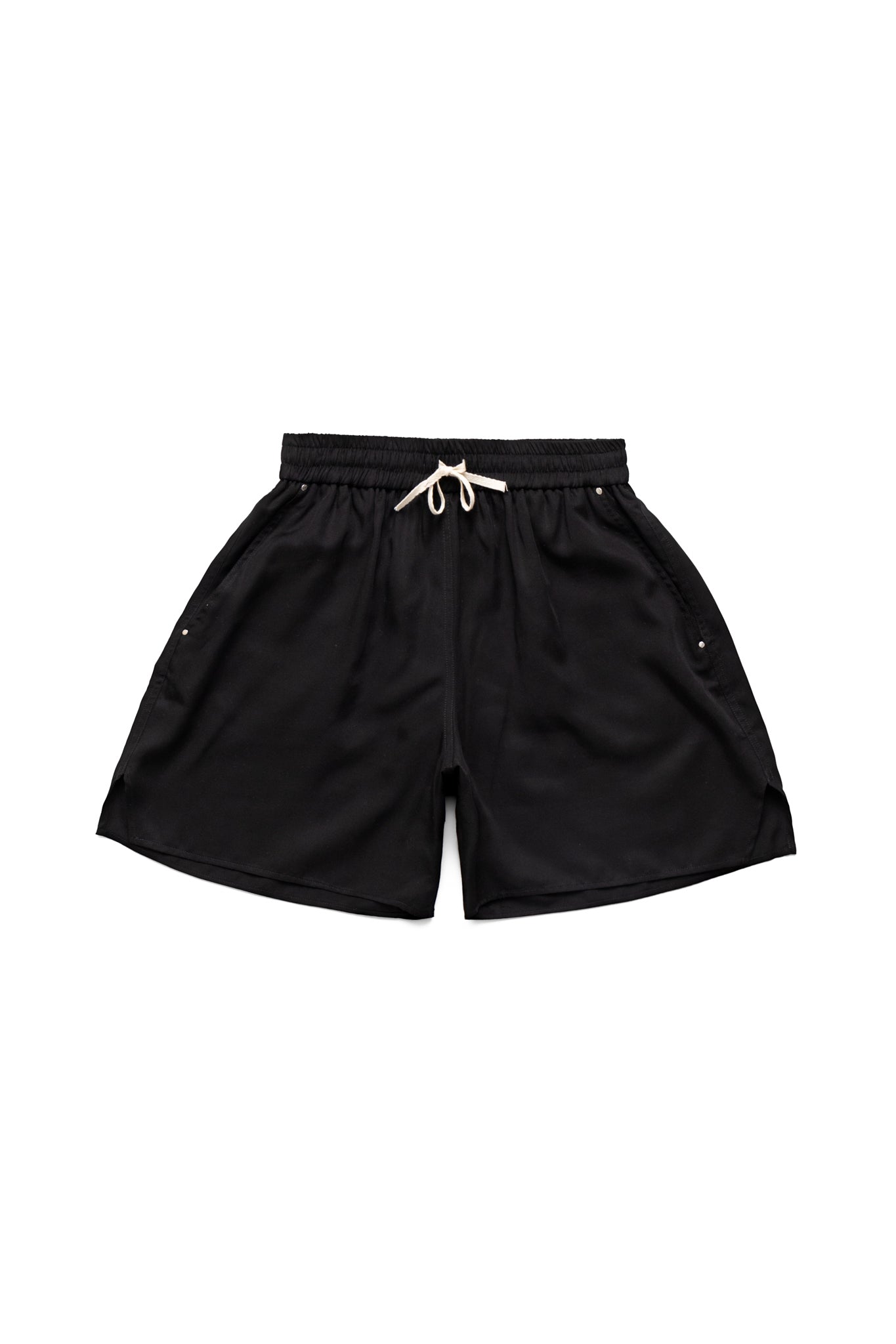 Black Tencel Studded Drawstring Short