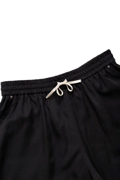 Black Tencel Studded Drawstring Short