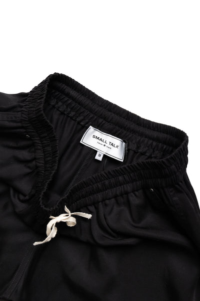 Black Tencel Studded Drawstring Short