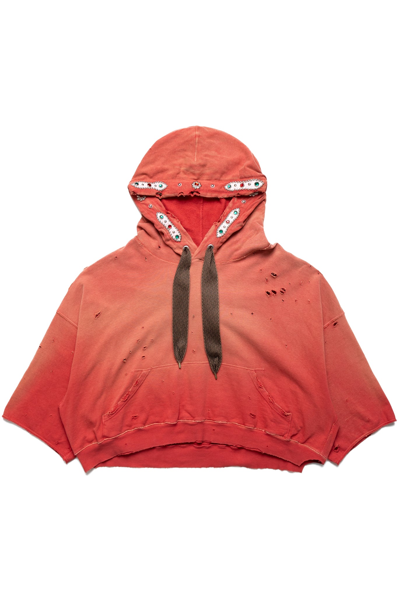 SWT Knit THRILLER Damaged DEVIL Hoodie (STUDS) - Red