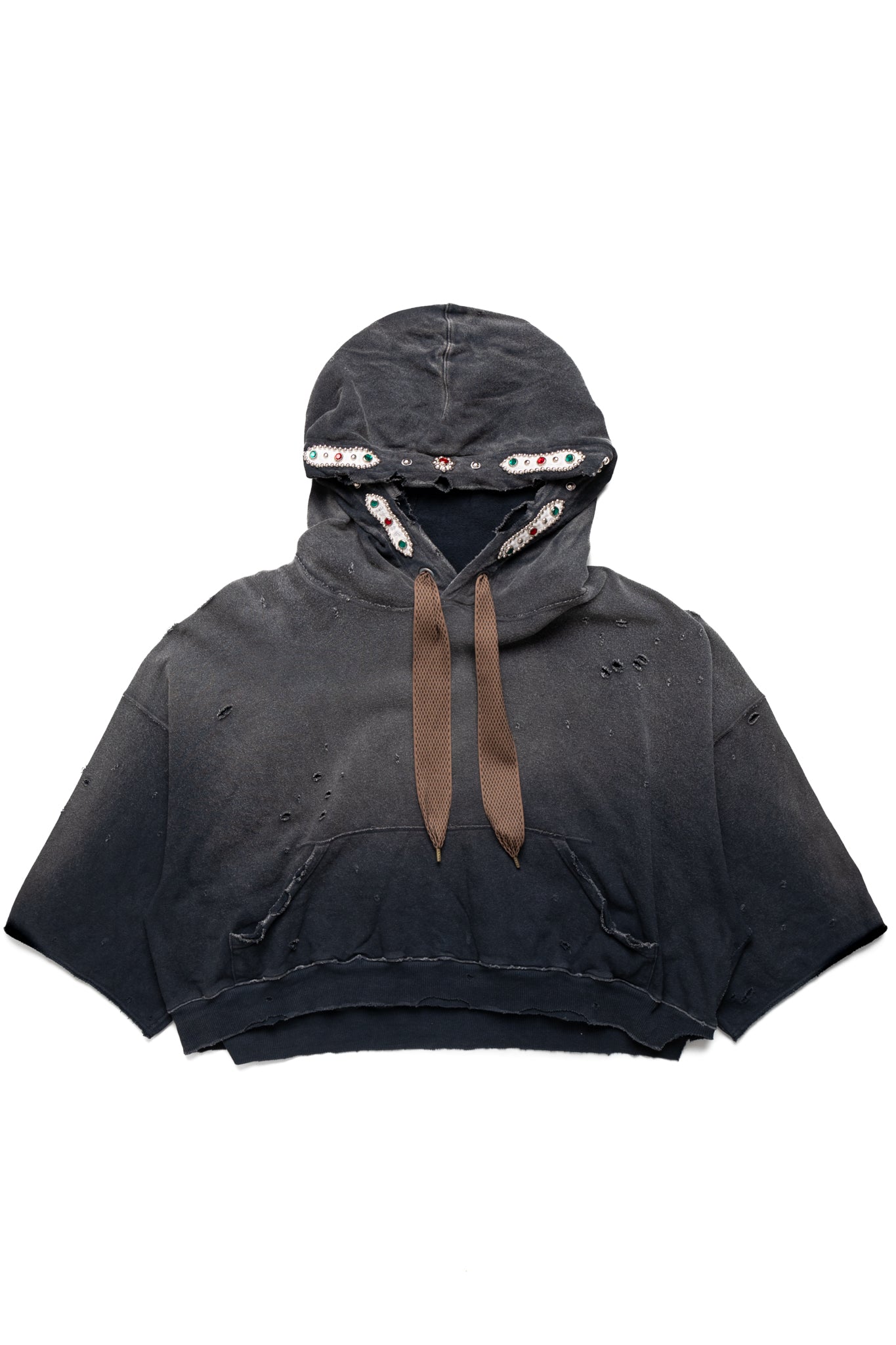 SWT Knit THRILLER Damaged DEVIL Hoodie (STUDS) - Black