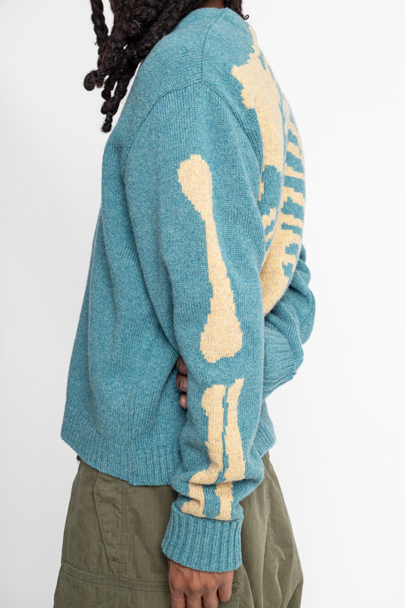 5G Wool BONE Short Cardigan - Sax