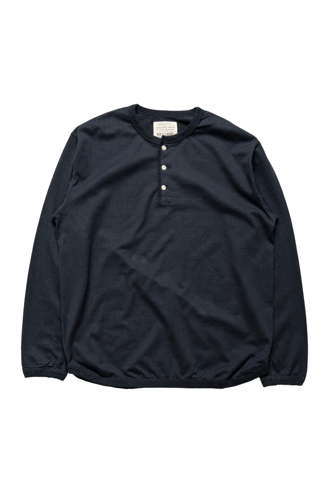 Flat Seam Heavy Weight Henley Long T Shirt - Ink Black