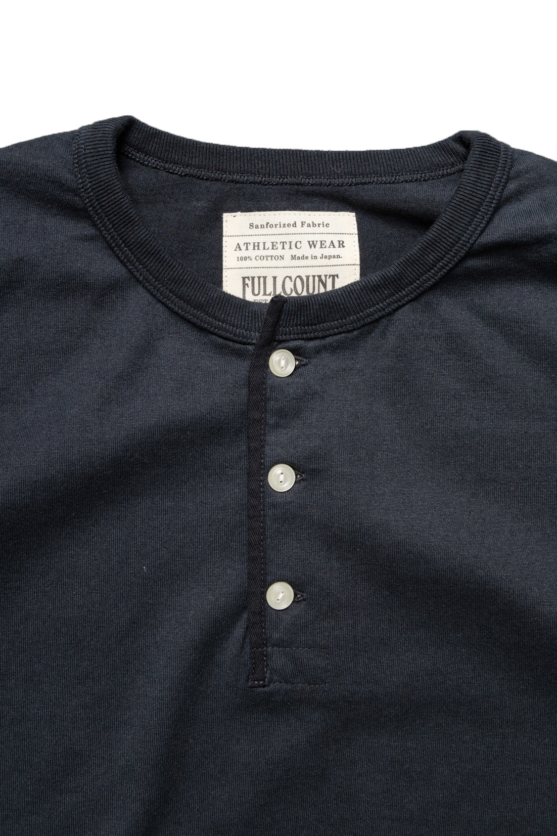 Flat Seam Heavy Weight Henley Long T Shirt - Ink Black