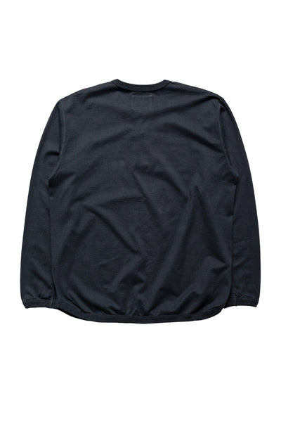 Flat Seam Heavy Weight Henley Long T Shirt - Ink Black