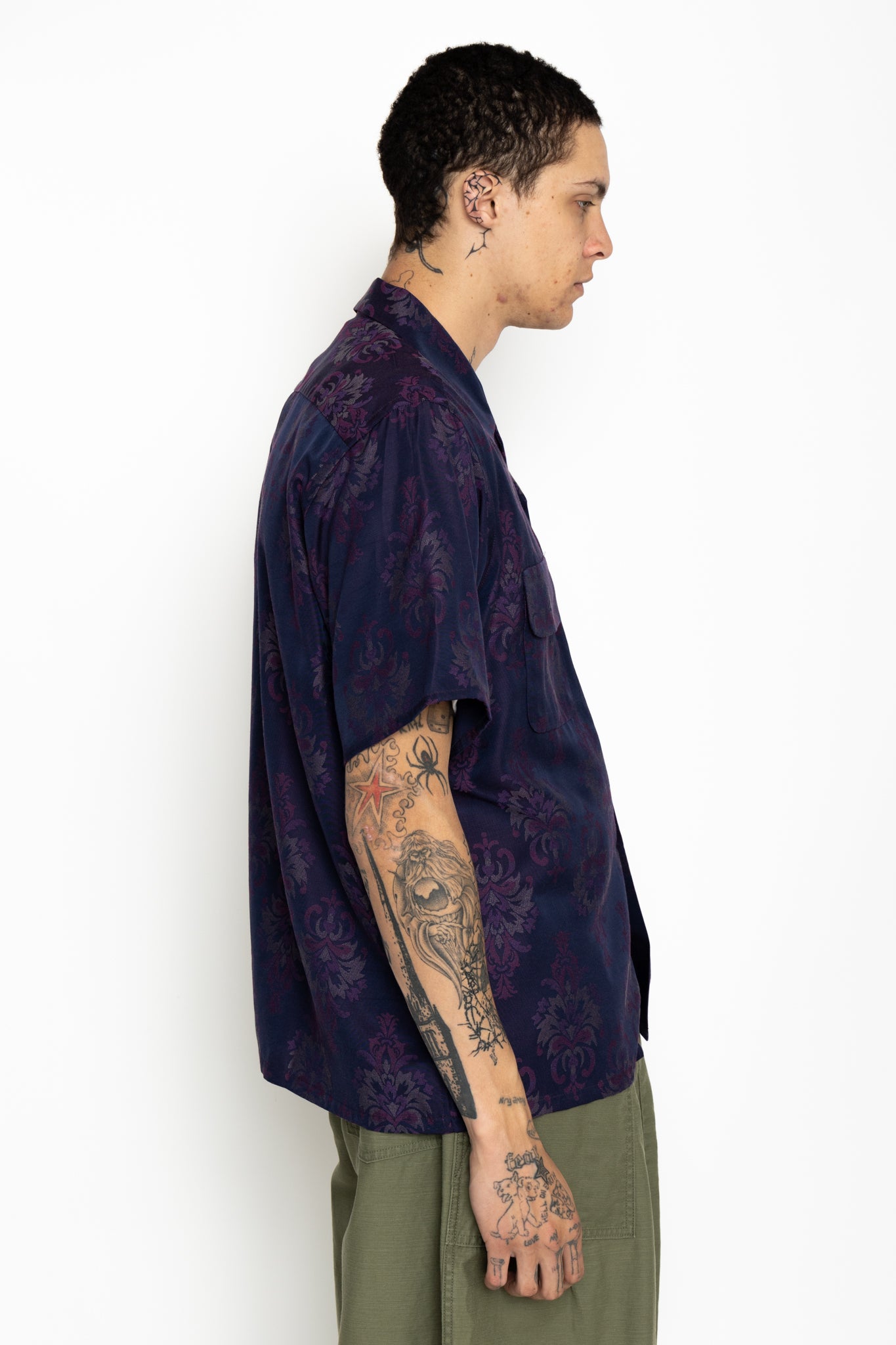 S/S Classic Shirt CU/R/S Ornament Jq. - Purple